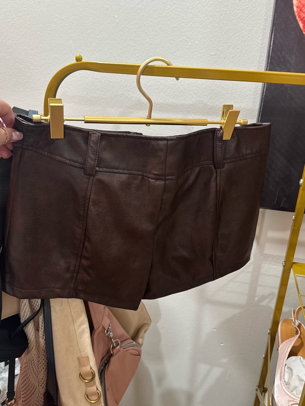 High-Rise Brown Leather Women’s Shorts